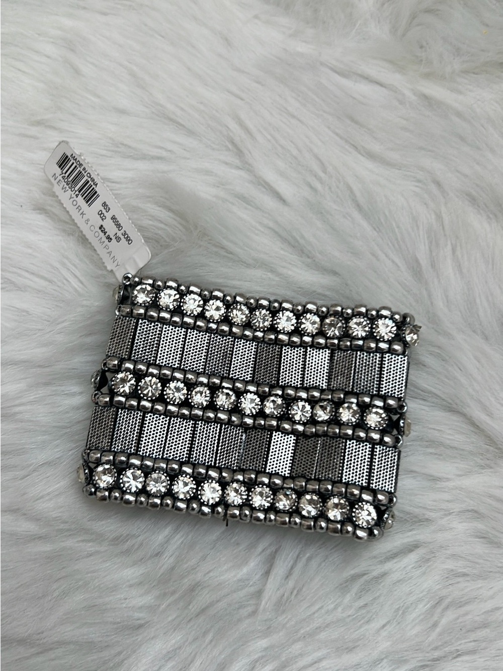 New York & Company Silver Stretchy Rhinestone Bling Bracelet